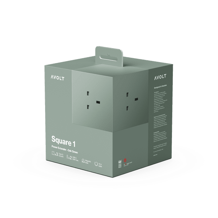 AVOLT - Square 1 (UK) - Oak Green / AC and USB-C