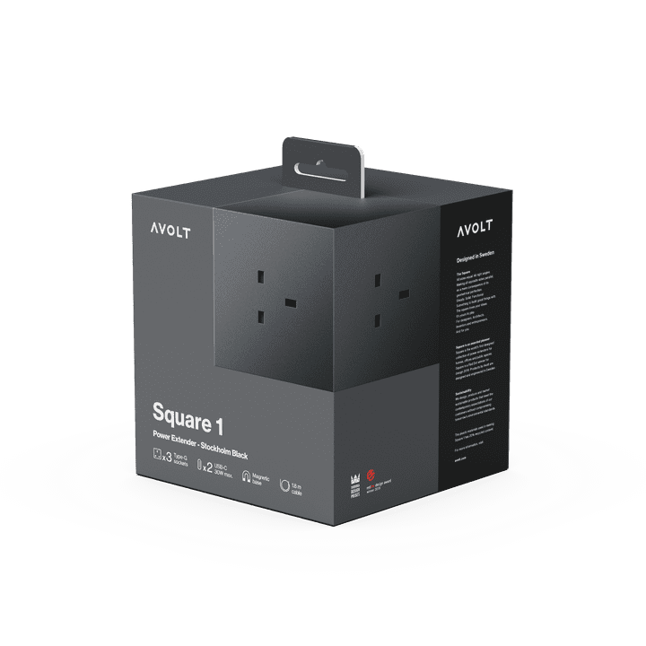 AVOLT - Square 1 (UK) - Stockholm Black / AC and USB-C