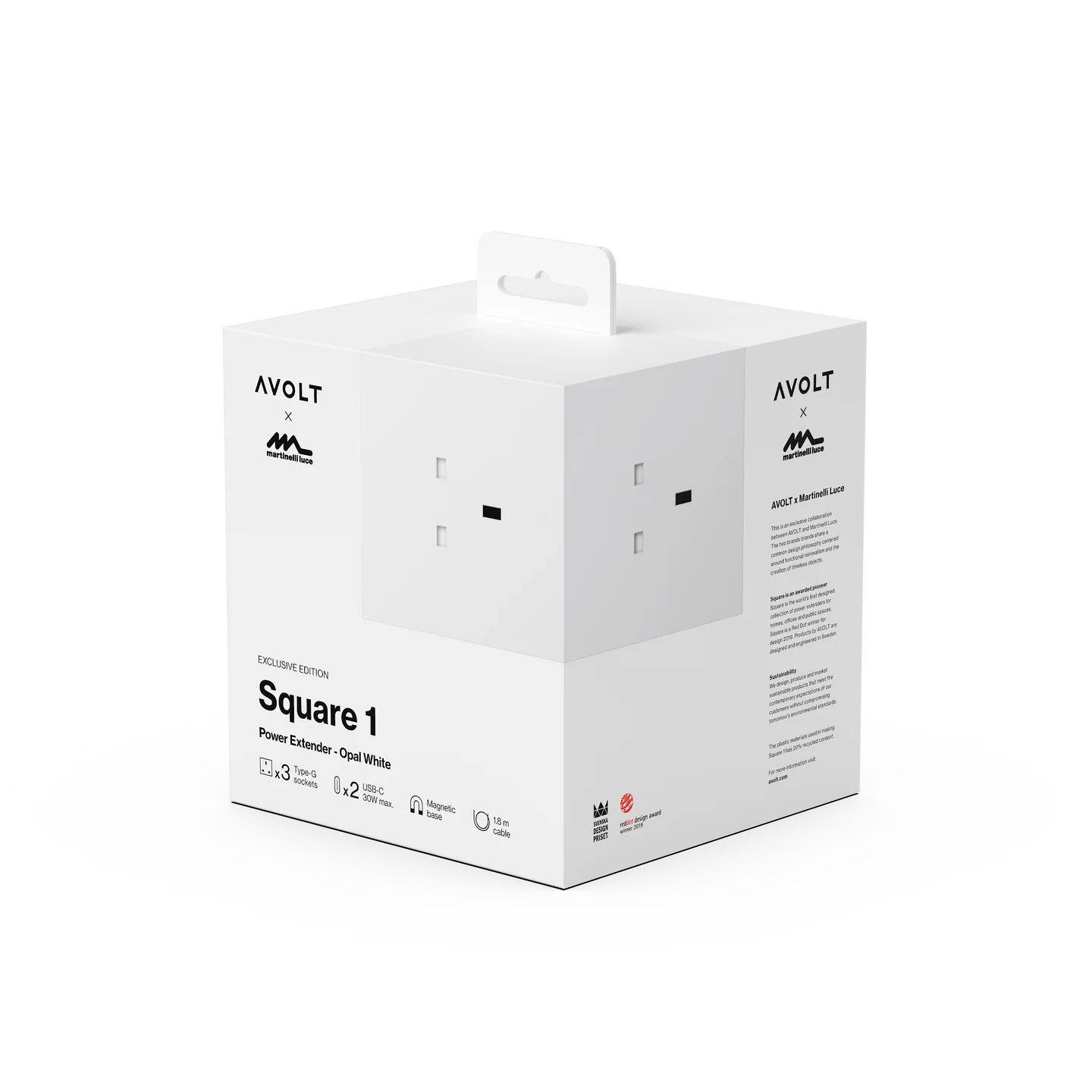 AVOLT - Square 1 (UK) - Opal White Made for  AC and USB-C (Copy)